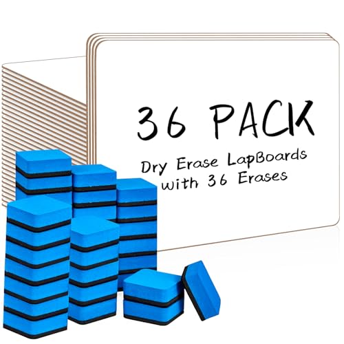 Dry Erase LapBoards, PANDRI 36 Pack Double Sided 12.5 x 9 Inch Whiteboards with 36 Erasers, Dry Erase Boards for Office Students Classroom Teacher Supplies - size: 36 PACK
