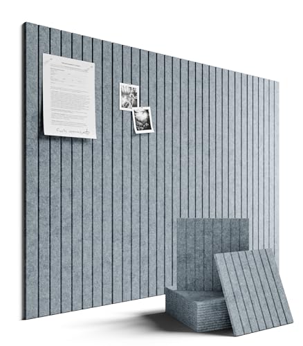 Fluxynara Large Felt Bulletin Board 48" x 36" Cork Board Alternative-12 Pack with 64 Safe Removable Adhesive Tabs, Cork Boards for Walls Pin Board for Home Office Classroom Felt Board-Blue Gray - color: Blue Gray, size: Fine-stripe 12-pack