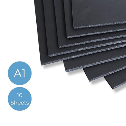Cathedral Products Black 5mm Foamboard - A1 Size (594 x 841mm) - Pack of 10 - color: Black, size: A1