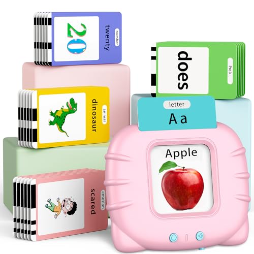 Eaever 580 Pre-K Sight Words Talking Flash Cards with Dolch Words,Letters/Number Flash Cards 1-100 Kindergarten, Pocket Speech Toys, Educational Learning Gifts for 3 4 5 6 Year Old Girls, Pink - size: Pre K Version(dolch words+abc+123)Pink