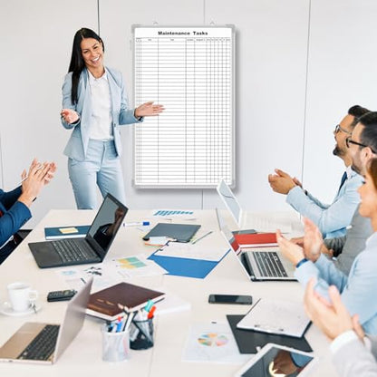 AmazingSpark Lined Whiteboard Blank Grid Aluminum Frame Dry Erase Board Reusable Wall Mounted Board for Scheduling, to Do Lists Weekly Planning Home Work(36 x 24 Inch,Vertical Maintenance Tasks) - size: 25"W x 2"H, style: Maintenance Tasks