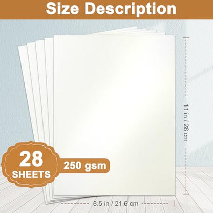 Silunkia 28 Sheets Cream Shimmer Cardstock 8.5 x 11 Off White Paper, 92lb Heavyweight Glossy Paper Card Stock for DIY Cards Making, Business Cards, Wedding Invitations, Crafting, Menus - color: Cream, size: 28 Sheets