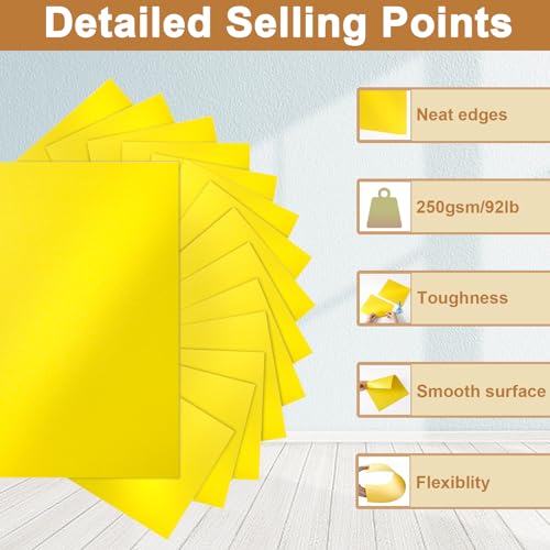 Silunkia 120 Sheets Solar Yellow Shimmer Cardstock 8.5 x 11 Crafts Paper, 250gsm/92lb Premium Glossy Paper Card Stock for Cards Making, Greeting Cards, Wedding Invitations, Menus - color: Yellow, size: 120 Sheets