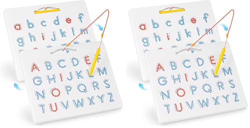 LovesTown Double Sided Magnetic Alphabet Tracing Board ABC Letter Learning Toy with Magnets Educational Writing Practice for Preschool Toddlers (Pack of 2) - size: 13"W x 10"H (Pack of 2)