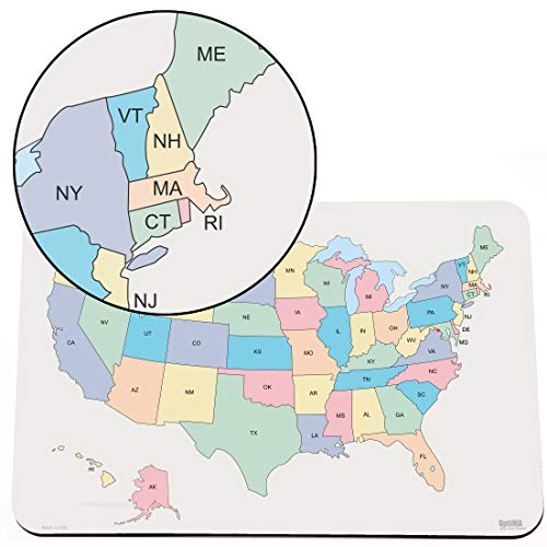 Student Lapboard with USA Map and State Names, 11" x 17" x 1/8" Double Sided Non-Magnetic Lap Board. US Map with State Name Abbreviations on One Side - color: Map With State Names