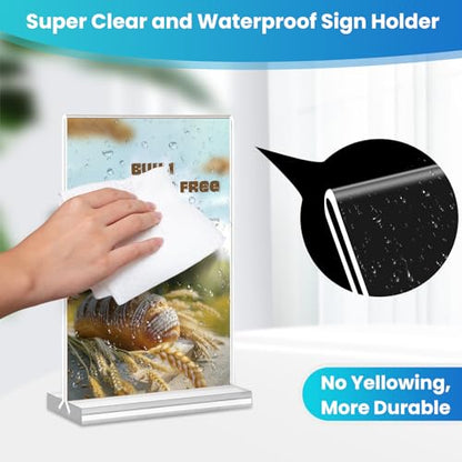Acrylic Sign Holder 4x6, 15 Pack Clear Double Sided Menu Vertical Display Stand, Desktop Paper Holder Suitable for Restaurants, Office, Store, Show Fair - color: Vertical 15 Pack 4x6