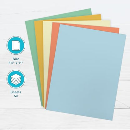 PrintWorks Boho Rainbow Cardstock 8.5" x 11" - 50 Sheets - 5 Assorted Boho Tones - Ideal for School & Craft Projects - 67 lb/147 gsm & 90 lb/165 gsm - Made in the USA - SFI® Certified (00660) - size: 50 Sheets