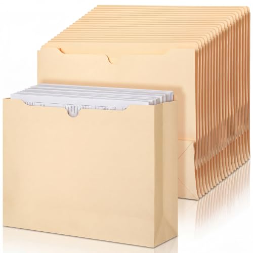 50 Pcs 3.5 Inches Expansion Manila Expanding File Pockets Manila Expanding File Folder Jackets Letter Size 8.5 x 11 Inches Expandable Document Organizer for School Office Classroom Legal