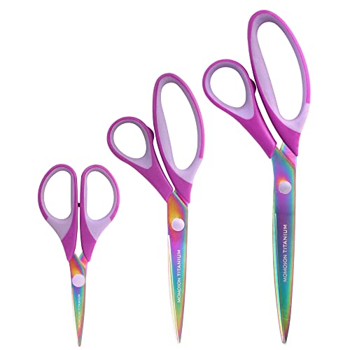 JubileeYarn Titanium Softgrip Scissors Set for Sewing, Arts, Crafts, Office - 1 Set of 3 - Purple - color: 3pc Purple, size: 1 Set