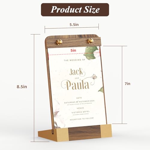 PPH-Sisy 4 Pack Acrylic Sign Holders 5x7 with Wood Base, Tabletop Display Sign Stand for Menu Flyer Poster, Clear Acrylic Paper Frame for Restaurant Coffee Shop Hotel Office Exhibition - size: 5x7-4 Pack