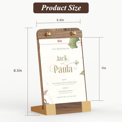 PPH-Sisy 4 Pack Acrylic Sign Holders 5x7 with Wood Base, Tabletop Display Sign Stand for Menu Flyer Poster, Clear Acrylic Paper Frame for Restaurant Coffee Shop Hotel Office Exhibition - size: 5x7-4 Pack