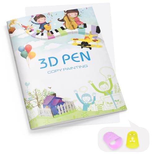 Dayker 3D Printing Drawing Book, Reusable 40 Vibrant Patterns Template with a PVC Transparent Board, Thick Paper Painting Graffiti Stencils for 3D Pen DIY Gifts - color: White