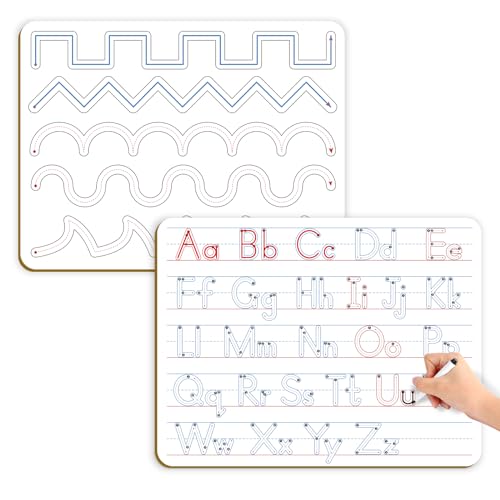Aizweb Handwriting Practice Dry Erase Board,9" x 12" ABC Alphabet Letter Tracing for Kids Ages 3-5 Writing Small Whiteboard,Pre k Toddler Preschool Kindergarten Learning Activities,Homeschool Supplies - style: Alphabet