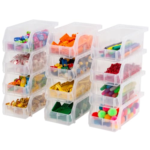 ReadySpace Plastic Containers for Organizing and Storage Bins for Drawers, Desks, Office Organization, and Garage, Stackable Bins, Small (3" x 7" x 4"), 12-Pack, Clear - color: Clear, size: Small, 12-Pack