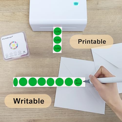 1 Inch Round Thermal Sticker Labels,Color Dot Stickers,Label Stickers,Waterproof,Oil Proof,for Thermal Printers,DIY,Office,Retail,Home and Warehouse Organization(Green,1000 Pcs) - color: Green