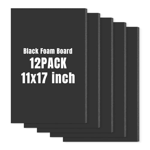 Golden State Art Foam Board 11x17-12 Pack - 1/8" Thick Black Poster Board Acid Free Foamboard for Paintings Prints, Art, Display, Crafts, Presentation and Projects - size: 11x17