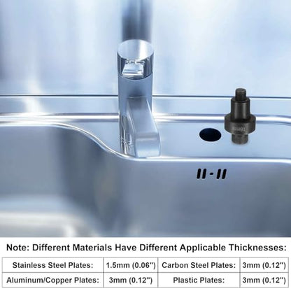 HARFINGTON Sheet Metal Punch Hole Punch 10mm Bearing Steel Precise Cutting Manual Knockout Kit with External Hex Shank for Metal Steel Plate Sink Stainless Steel, Black - size: 10mm