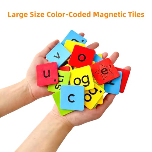 Large Phonics Word Building Magnetic Letters Digraphs Tiles Set | Enlarged 239 Pieces of Color-coded Magnet Tiles with 2 Magnetic Spelling Boards for Science of Reading Classroom Practice