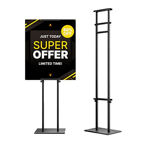 WHAUU Display Stand Sign Holder,Heavy Duty Adjustable Pedestal Sign Stand Up to 75 inch,Double-Sided for Board & Foam Sign,Sign Stand with Base,Fit Wedding,Restaurant or Business(Poster not Included) - size: 75 inch-1PACK
