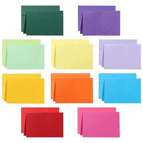 Guakicae 10 Assorted Colors Blank Cards and Envelopes 4 x 6 Heavyweight Folded Cardstock and A4 Printable Envelopes Self Seal 20 packs for Christmas, Wedding Invitations, Thank You Cards, Birthday - color: Multicolor, size: 4x6-20pcs