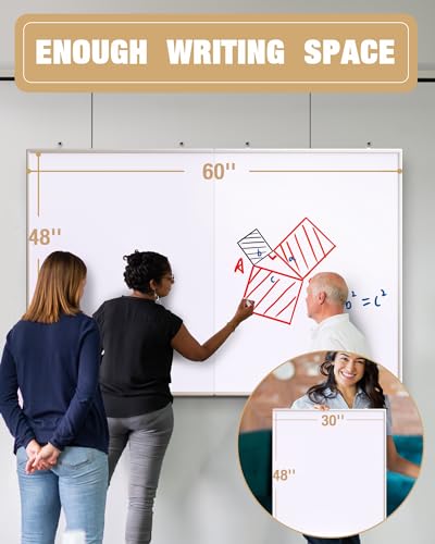60"X 48" Large Magnetic Dry Erase Whiteboard, Wall Hanging Board with 4 Pens & 1 Dry Erasers & 6 Magnets, Sliver Aluminum Frame White - color: White, size: 60"W x 48"H