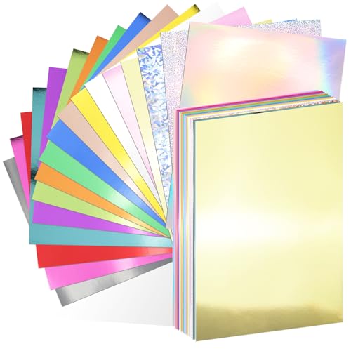 30 Pack Metallic Cardstock Paper Sheets 8" x 12" 250gsm/92lb | Foil Mirror Shimmering Paper For Arts and Crafts, Decorative, Weddings & Birthdays Invitations, Scrapbook Supplies - style: Metallic