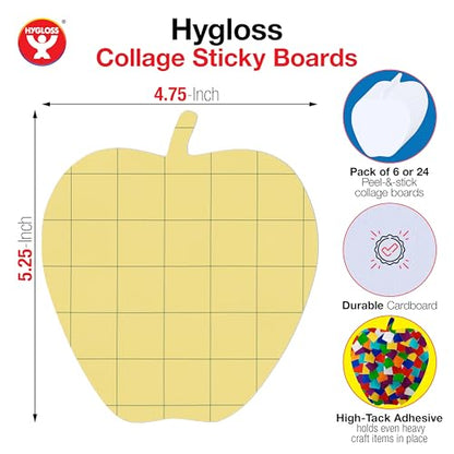 Hygloss Sticky Apple Craft Boards - 6 Pack 5-Inch Self Stick Collage Boards for Kids - Peel & Stick Mounting Boards for Art Projects, School Crafts, Classrooms, and DIY Displays - size: 6-Pcs, style: Apple 5"