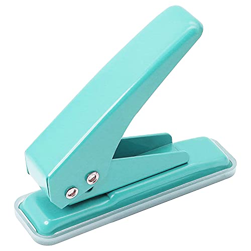 Single Hole Puncher, 1/4" Hole, 20 Sheet Capacity, Green, 1 Pack | Metal Paper Punch with Skid-Resistant Base, for Paper, Chipboard, Art Project - color: Green