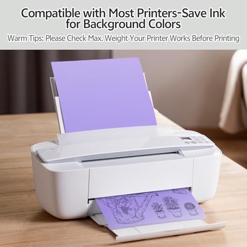 12x12 Inch Colored Sticker Paper Sheets Heavyweight Printable Sticky Back Cardstock 250GSM for DIY Stickers, Printers 40 Sheets