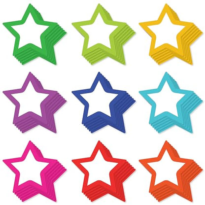 Sutter Signs Paper Star Cutouts 108pcs - 3x3 Bulletin Board Cutouts & Star Party Decorations for Classroom Crafts - size: 3" (Borders)