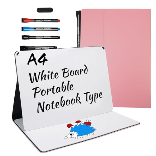 Portable White Board Small Dry Erase Board, 9" x 12" Double Sided Folding Whiteboards with 3 Pens, A4 Reusable Notebook with Storage Mesh Bag for Study, Meeting, Draft, Notes, Doodling - color: Red, size: 9"W x 12"H