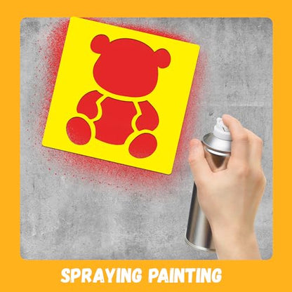24 Piece Stencils for Kids Stencils for Painting Sidewalk Chalk Stencil Outdoor Garden Themed Stencil Kids Style Collection-6in - size: 6in