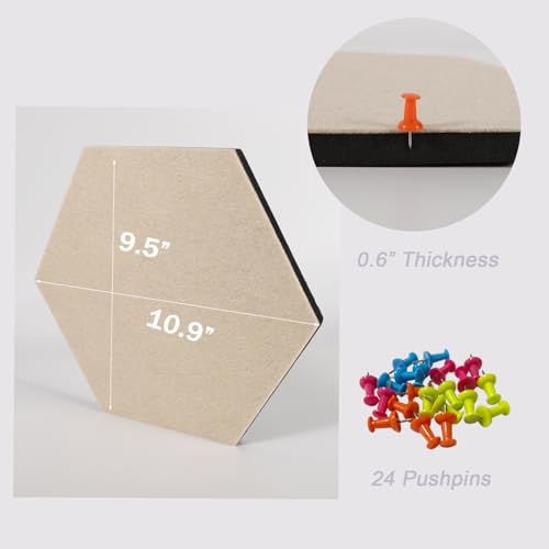 LAJAR 8 Pcs Self Adhesive Felt Bulletin Board Tiles (Large), Hexagon Color Felt Pin Board Wall Tiles for Photos, Pictures, Memos (Camel Large) - color: Camel