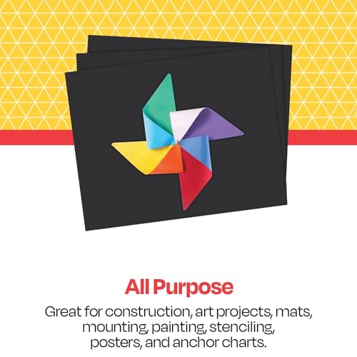 School Smart Railroad Poster Board Paper, 22 x 28 Inches, 6-Ply, Black, Pack of 25 - color: Black, size: 6-Ply, Pack of 25