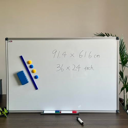 XIWODE 24x36 Inch Magnetic Dry Erase Whiteboard, Silver Aluminum Frame Wall-Mounted, No Ghosting Anti-Stain Easy Clean for Home School Office Conference Room - color: Silver, size: 24x36 Inches