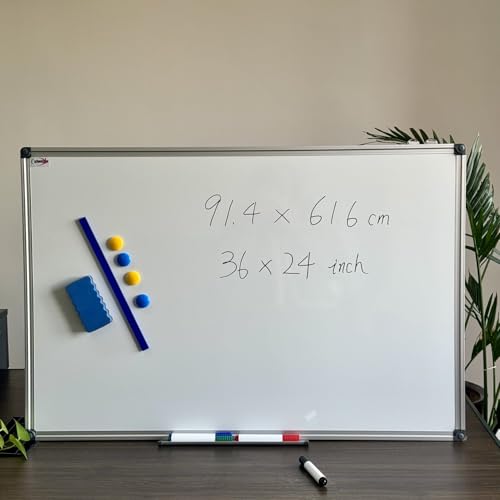 XIWODE 24x36 Inch Magnetic Dry Erase Whiteboard, Silver Aluminum Frame Wall-Mounted, No Ghosting Anti-Stain Easy Clean for Home School Office Conference Room - color: Silver, size: 24x36 Inches
