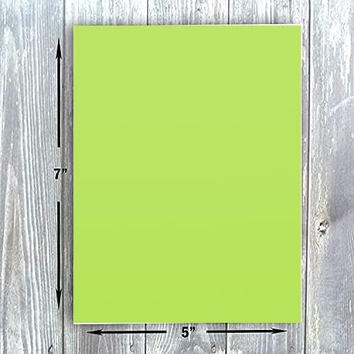 Hamilco Colored Scrapbook Cardstock Paper 5x7 Card Stock Paper 65 lb Cover 100 Pack (Lime Green) - color: Lime Green