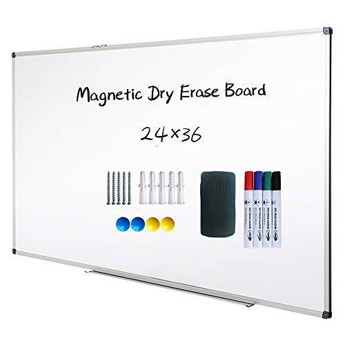 XIWODE Magnetic Dry Erase Board, Wall Mounted Whiteboard, 36 x 24 Inch, Lightweight White Board, Erase Board Silver Aluminium Framed with Lacquered Steel Surface - color: Silver, size: 36X24