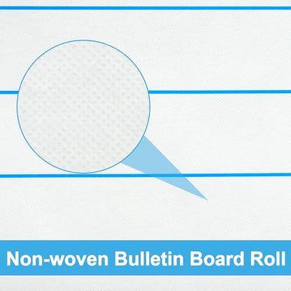 Lined Bulletin Board Roll 15.7in x 36ft Reusable Waterproof Non-Woven Fabric Background Fade Resistant Erasable Blue Lined Classroom Bulletin Board Decor for School Office Arts Crafts Home Wall Decor