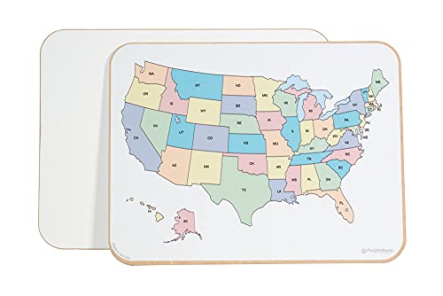 Student Lapboard with USA Map and State Names, 11" x 17" x 1/8" Double Sided Non-Magnetic Lap Board. US Map with State Name Abbreviations on One Side - color: Map With State Names