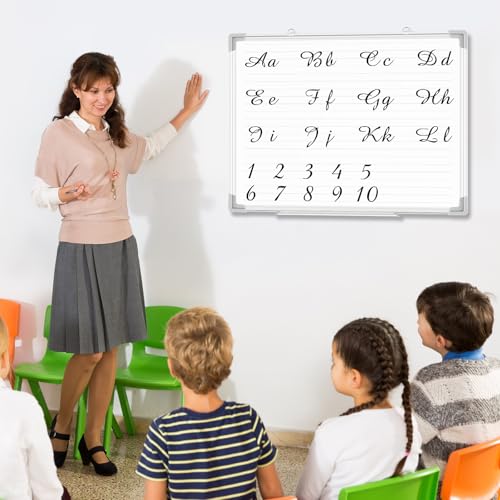 Lincia Magnetic Dry Erase Whiteboard with Lines, 24" x 18" White Board Planner for Wall, Planning Board Ruled Dry Erase Whiteboard with Aluminum Frame for Back to School Classroom Home Office(Line) - style: Line