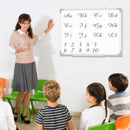 Lincia Magnetic Dry Erase Whiteboard with Lines, 24" x 18" White Board Planner for Wall, Planning Board Ruled Dry Erase Whiteboard with Aluminum Frame for Back to School Classroom Home Office(Line) - style: Line