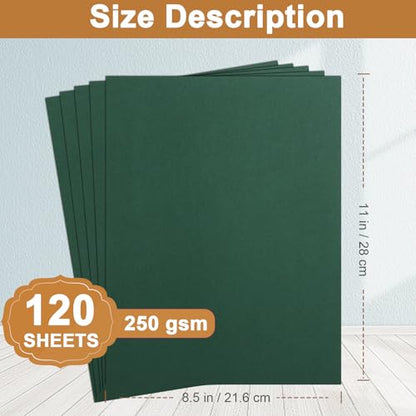 Silunkia 120 Sheets Dark Green Cardstock 8.5 x 11 Craft Paper, 250gsm/92lb Christmas Green Card stock Printer Paper for DIY Cards, Wedding, Invitations, Birthday, Scrapbooking - color: Green, size: 120 Sheets