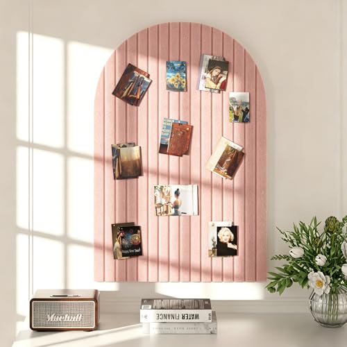 Felt Bulletin Board 35" x 24", Cork Board Alternative with 30 Push Pins | 3 Customizable Modular Decorative Felt Pin Board, Vision Board for Office Home Bedroom Wall Decor, Photo Picture Display - color: Pink, size: Arched- 35 x 24 Inches