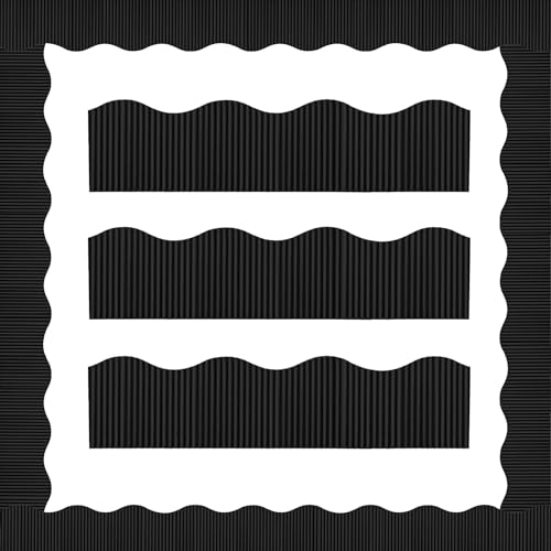 Containlol 118ft Corrugated Bulletin Board Borders, Black Ribbed Scalloped Borders Trim, Poster Board Decoration for Summer Back to School Classroom Office Chalkboard Whiteboard Wall - color: Black, size: 118ft