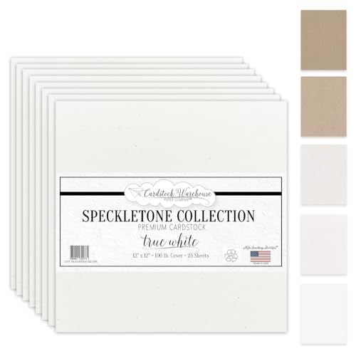 Cardstock Warehouse Speckletone True White (Off White) Card Stock Paper – 25 Sheets 12 x 12, 100lb/270 gsm – 100% Recycled Premium Matte Cardstock for Cardmaking Scrapbooking Printing & DIY Projects - color: True White (Off White), size: 12 x 12 - 25 Shee