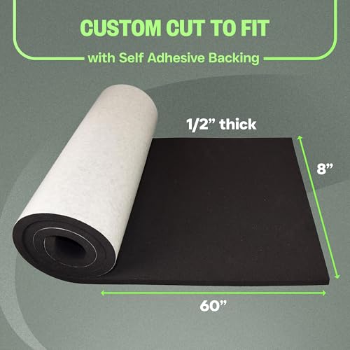 XCEL Marine Foam Roll with Self Adhesive - Black, 60" x 8" x 1/2" Closed Cell Foam Rubber Water Resistant Padding Sheet - Home, Marine, Garage, Automotive, Crafts & Cosplay (Black, 60" x 8" x 1/2") - color: Black, size: 60" x 8" x 1/2"