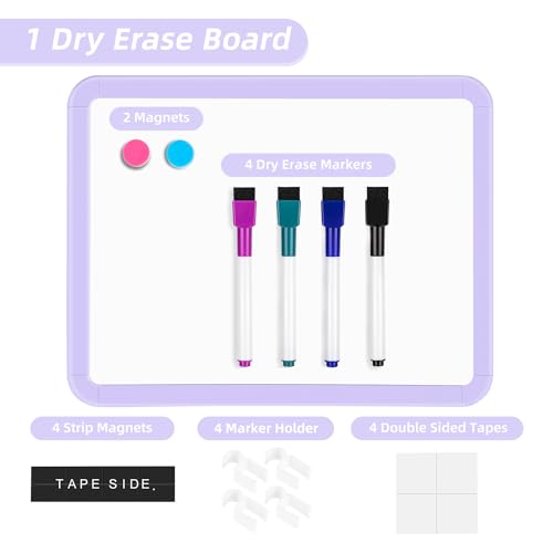 VUSIGN Small White Board Dry Erase, 8.5'' x 11'' Magnetic Dry Erase Board, Mini Whiteboard with Markers for Fridge, Wall, Locker, Purple - color: G-purple