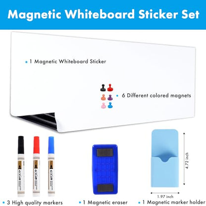 HAMIGAR Magnetic Whiteboard Contact Paper 36" x 48" Dry Erase White Board Sticker for Wall Stick on White Board Peel and Stick Wallpaper Adhesive Poster with Marker, Magnetic Eraser and Magnets - size: 36" x 48"