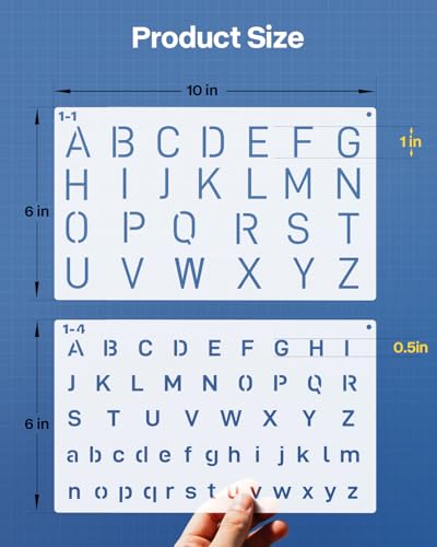 4 Fonts Small Letter Stencils for Painting 0.5 & 1 Inch, 20PCS Reusable Alphabet Symbol Number Stencils for Journaling Scrapbook Crafts Art Projects - color: Upgraded 4 Fonts